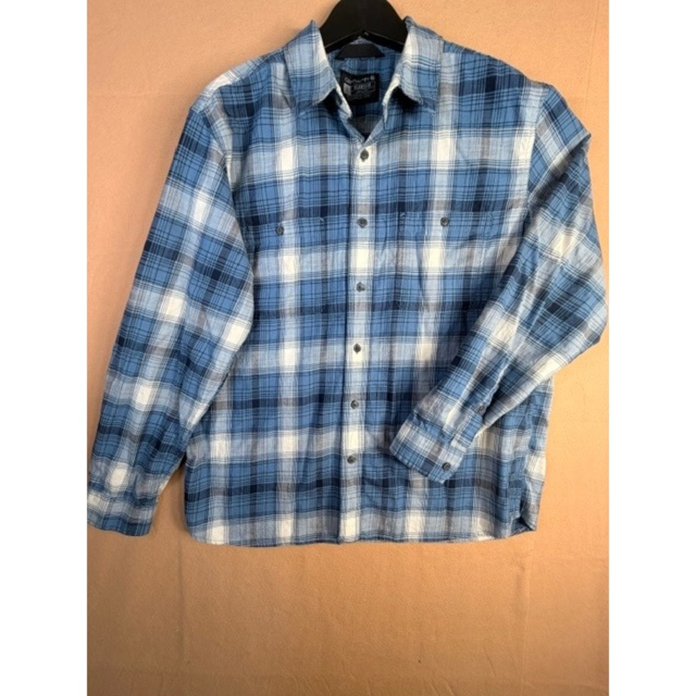Carhartt Rugged Flex Relaxed Fit Plaid Flannel Shirt Men's L Blue Stretch